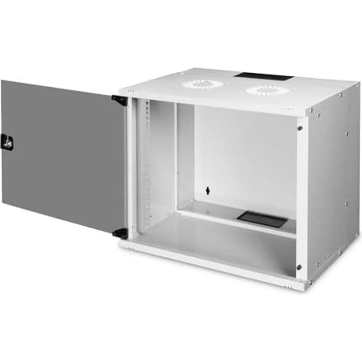 DIGITUS Netzwerkschrank SoHo Pro - 19-Zoll Rack 9 HE - Unmontiert - Wandmontage - 400 mm Tiefe - 327 mm Nutztiefe - Traglast 60 kg - Glastür - Grau – Bild 2