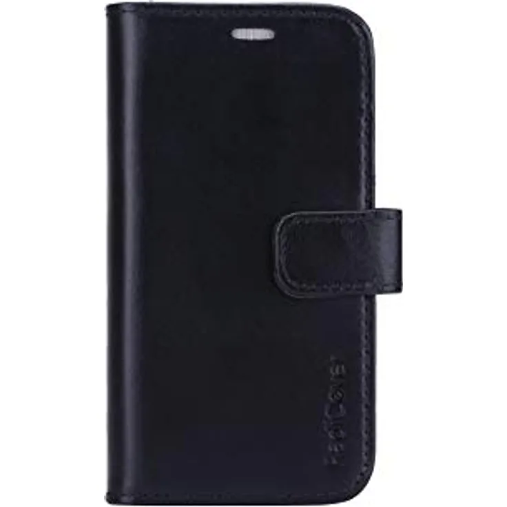 RadiCover - Radiationprotected Mobilewallet Leder iPhone 12 Mini Exclusive 2in1 Magnetcover - Schwarz