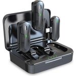 Technaxx Dual Wireless Mini Mikrofon Set TX-301 – 2 kabellose Lavalier-Mikrofone mit intelligenter Geräuschunterdrückung, USB-C-Empfänger, Ladeetui, Ansteckclip – Ideal für Podcasting & Aufnahmen