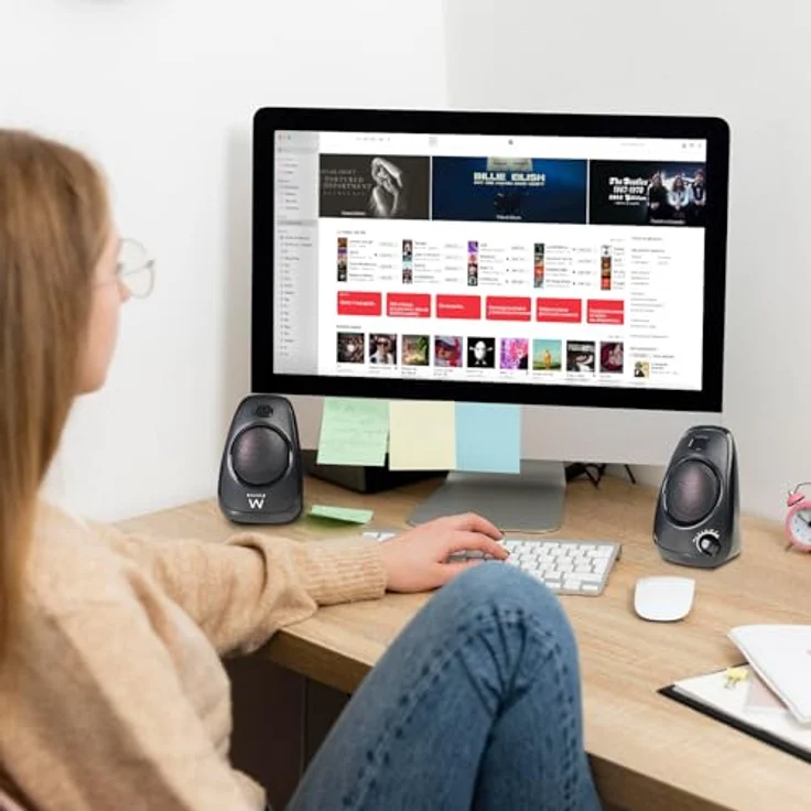 Ewent EW3527, Lautsprecher 2.0 mit USB-Stromversorgung, 10 W Leistung, integrierter Lautstärkeregler, 3,5 mm Klinke, kompakte PC-Lautsprecher, schwarz – Bild 4