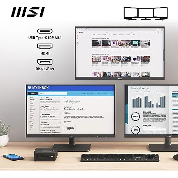 MSI Cubi N ADL-007DE N100 Mini-PC, Intel N100, 4 GB RAM, 128 GB SSD, Luftkühlung, kompakt und leise – Bild 3