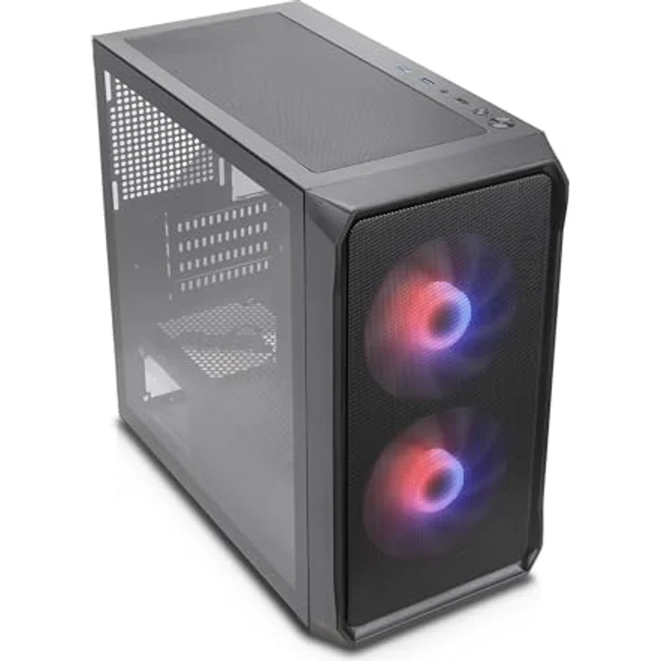 Silentware Air 10 Black, kompaktes mATX PC-Gehäuse mit Mesh-Front, gehärtetem Glas-Seitenfenster und 2x 140mm A-RGB Lüftern – Bild 2