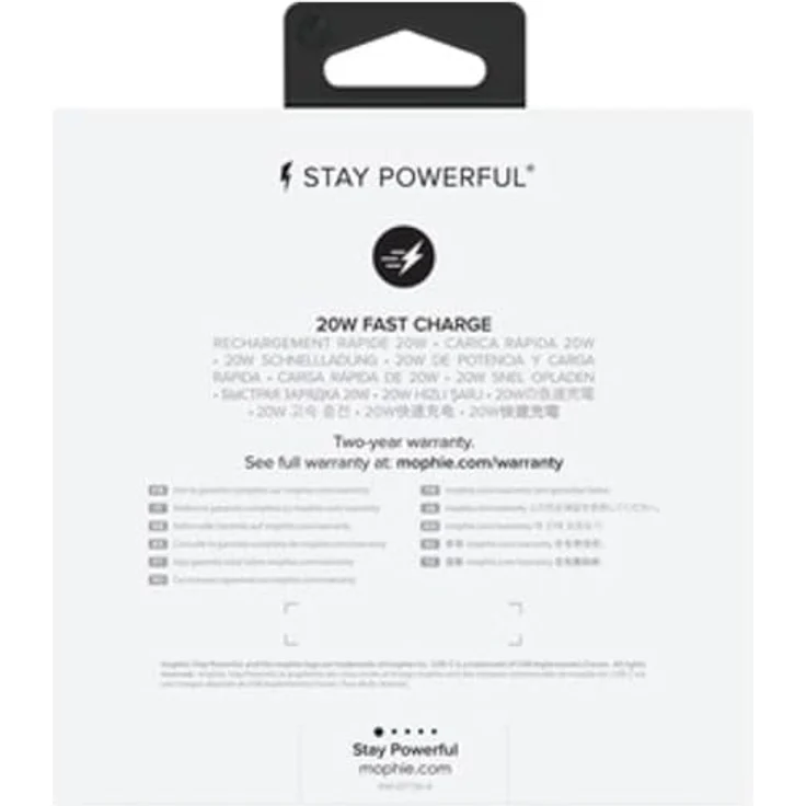 ZAGG mophie Wandadapter, USB-C, 20 W, Schnellladung, Region Europa, Schwarz – Bild 2