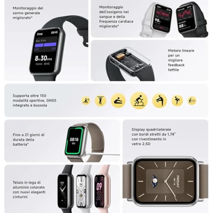 Xiaomi Smart Band 9 Pro Obsidian Black – 1.74" AMOLED, 1200 nits Helligkeit, 21 Tage Akku, 150+ Sportmodi, 5ATM Wasserfest, GNSS, Herzfrequenz & SPO₂-Sensor, Bluetooth 5.4, 60Hz Refresh – Bild 2