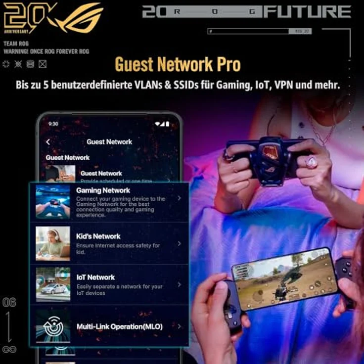 ASUS ROG Rapture GT-BE98 20th Anniversary Edition Quad-Band WiFi 7 Gaming Router, 25Gbps, Dual 10G & Quad 2.5G Ports, AiProtection, VPNs, 4G LTE/5G Tethering – Bild 5