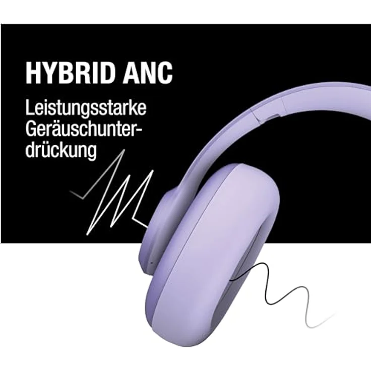 Fresh 'n Rebel Clam Ace Bluetooth Kopfhörer Over Ear mit Hybrid Active Noise Cancelling, 60 Stunden Spielzeit, Perfect Calling, Schnellladung, Wind-Noise Cancelling, Tastensteuerung (Lila) – Bild 3