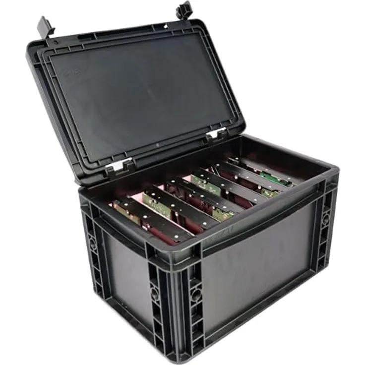 Feldherr ESD Schaumstoff-Set und Euro Box für 3,5 Zoll Festplatten, 6 Fächer, antistatisch, Made in Germany