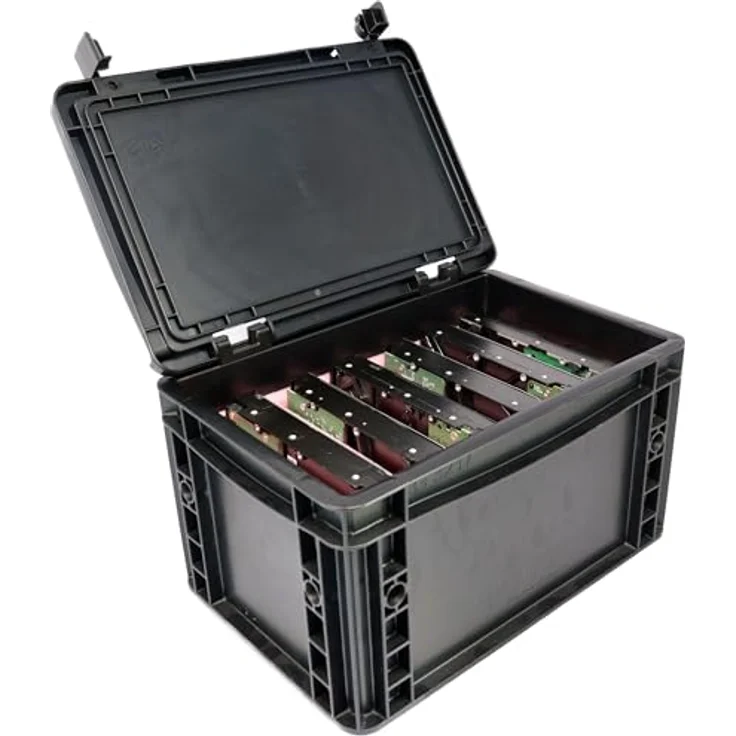 Feldherr ESD Schaumstoff-Set und Euro Box für 3,5 Zoll Festplatten, 6 Fächer, antistatisch, Made in Germany – Bild 1