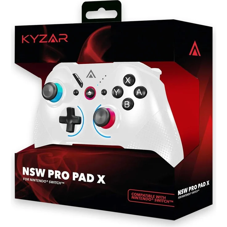 Kyzar Switch PRO Controller, Bluetooth-Gaming Controller mit 2 Vibrationsmodulen und 600-mA-Polymer-Akku, Weiss