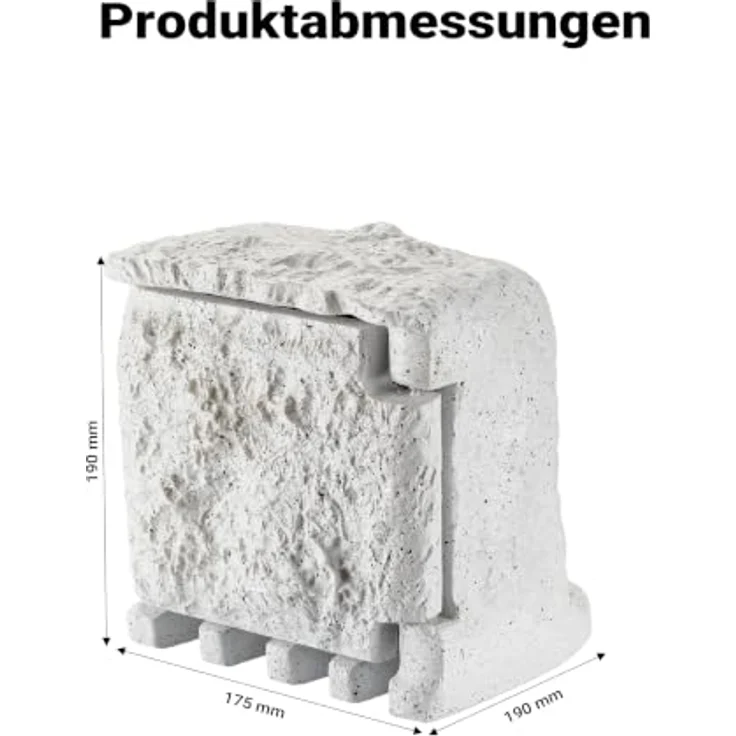 Wiltec 4-Fach Gartensteckdose IP44, Außensteckdose in Steinoptik mit 5m Kabel, wasserfest und robust – Bild 3
