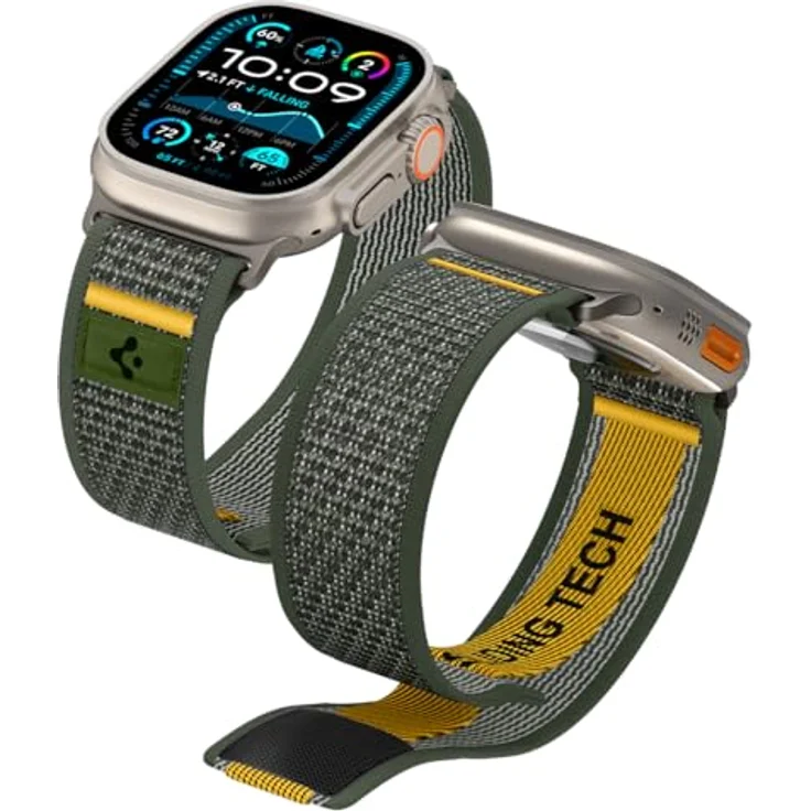 Spigen Athlex Air Strap für Apple Watch 44 / 45 / 46 / 49 mm, atmungsaktives Stoffmaterial, grün – Bild 1
