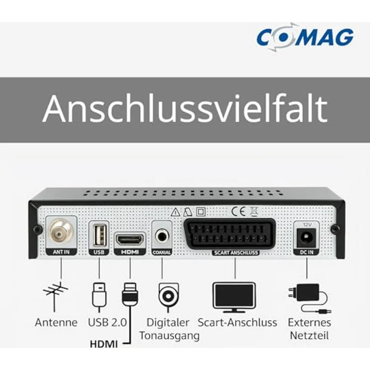 Comag HD45 Digitaler HD Sat Receiver, FULL HD, HDTV, DVB-S2, HDMI, SCART, PVR-Ready, USB 2,0, inkl, HDMI Kabel, schwarz – Bild 4