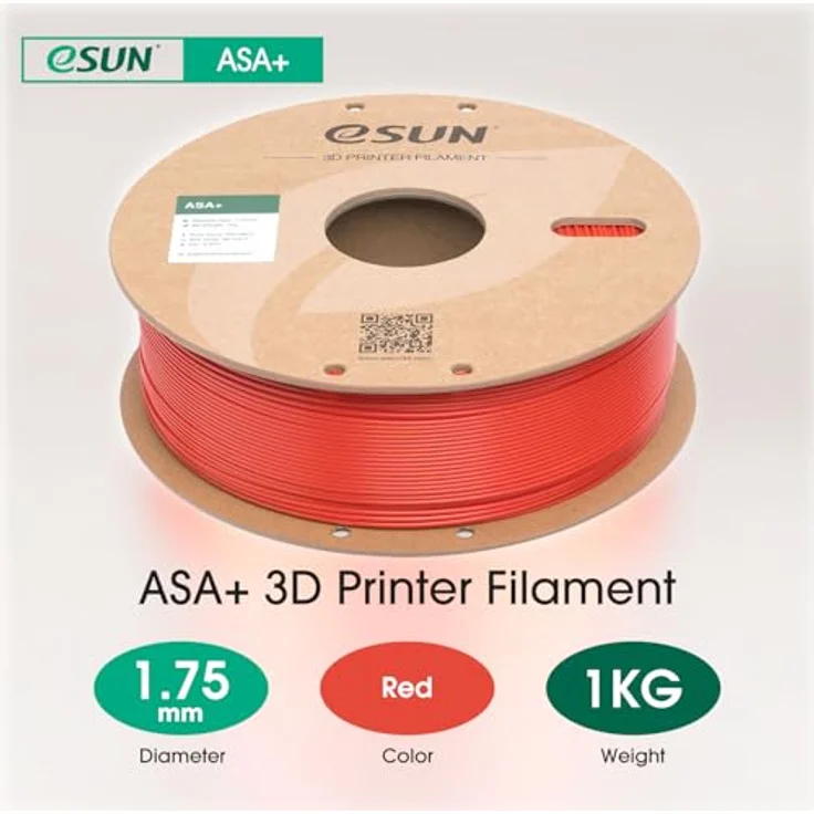 eSUN ASA+ 1,75mm Rot, 3D Filament mit hoher UV- und Witterungsbeständigkeit, 1000g – Bild 2