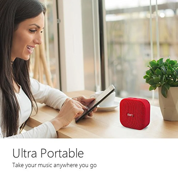 MIFA A1 Mini Lautsprecher Bluetooth, True Wireless Stereo, 15 Stunden Spielzeit, IP56 Wasserfester und Staubdichter Wireless Speaker mit 3,5mm Audio-Eingang (Rot) – Bild 5