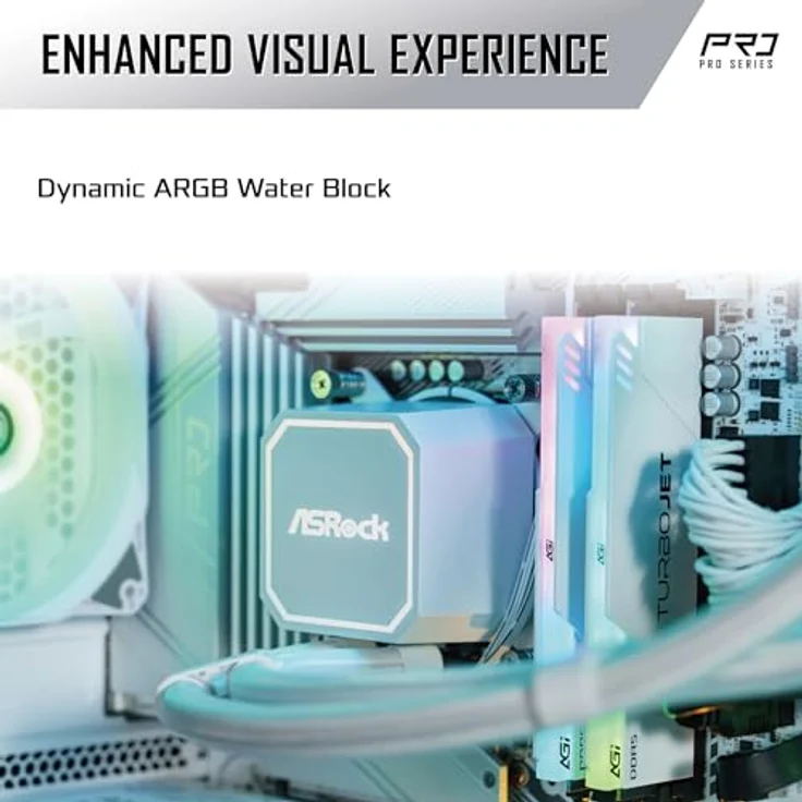 ASRock Pro 360 ARGB White, AiO-Wasserkühlung mit 360mm Radiator und 3x 120mm Lüftern, Sockel Intel LGA1851/LGA1700, Sockel AMD AM5/AM4 – Bild 3