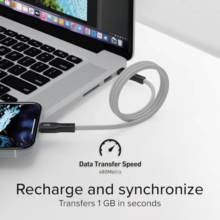 SBS Magnetisches USB-C-auf-USB-C-Kabel, 1 Meter, 60W Ladeleistung, grau – Bild 5