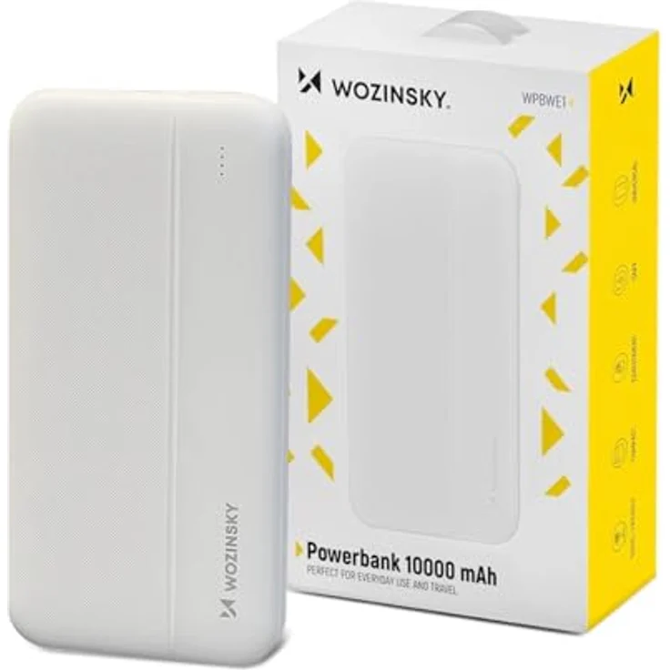 Wozinsky WPBWE1 Powerbank 10000mAh, 2 x USB, weiß, leicht und reisefreundlich mit Schutzfunktionen – Bild 1