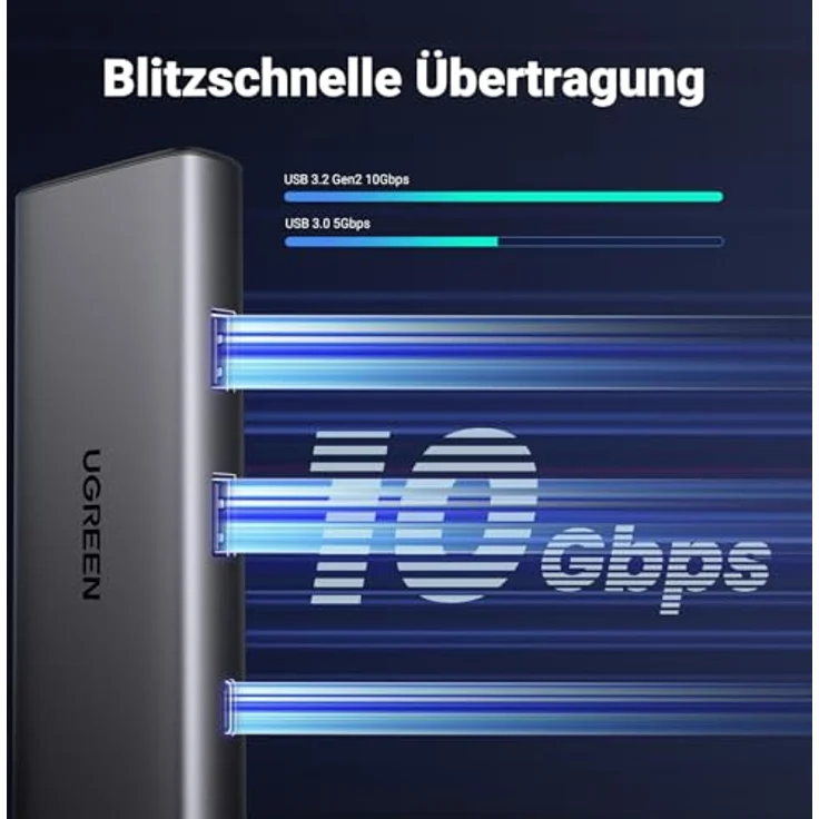 UGREEN Revodok Pro 107 USB C Docking Station 10Gbps USB-C & USB-A Ports USB 3.2 gen 2, 4K HMDI, PD100W, SD/TF USB C Hub - Kompatibel mit iPhone 15, MacBook, iPad, Surface, Steam Deck, Galaxy S24 usw. – Bild 3