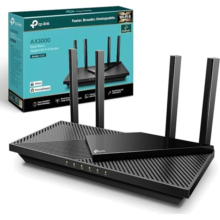 TP-Link Next-Gen Wi-Fi 6 AX3000 Mbps Gigabit Dual Band Wireless Router, OneMesh Supported, 1× USB 3.0 Port, Ideal for Gaming Xbox/PS4/Steam and 8K, Compatible with Alexa (Archer AX55) – Bild 1