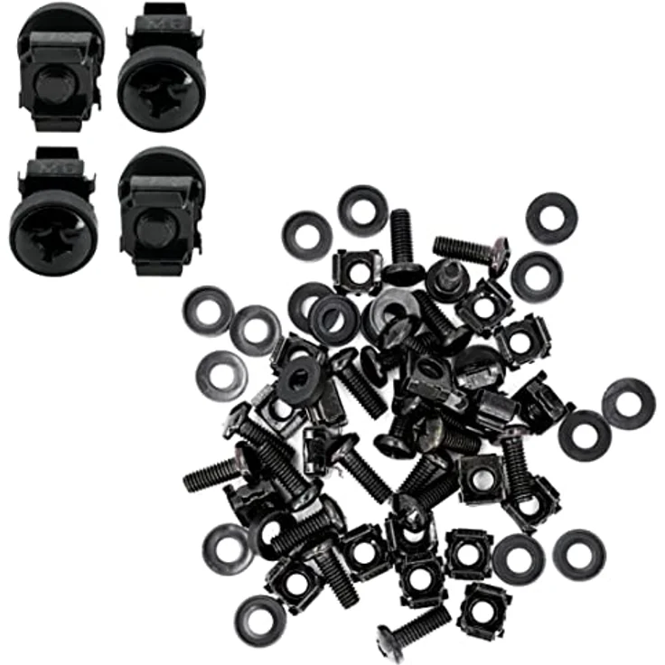 BIGtec 20 x M6 Käfigmuttern 19'' Montage-Schrauben Käfigmutternset Rackschrauben – Bild 4