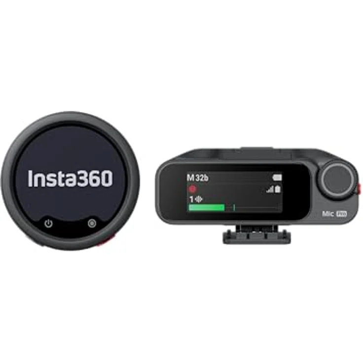 Insta360 Mic Pro, Mikrofon-Set mit 3-Mikrofon-Array, anpassbarem E-Ink-Display und KI-Rauschunterdrückung, 1 TX + 1 RX – Bild 1