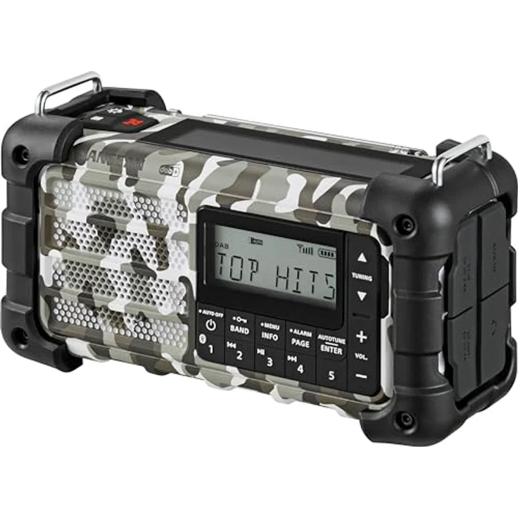 Sangean MMR-99DAB, Wiederaufladbares Notfallradio mit DAB+, FM, Bluetooth®, Taschenlampe, Solarpanel, Arctic Camo, IP55 Schutz – Bild 2