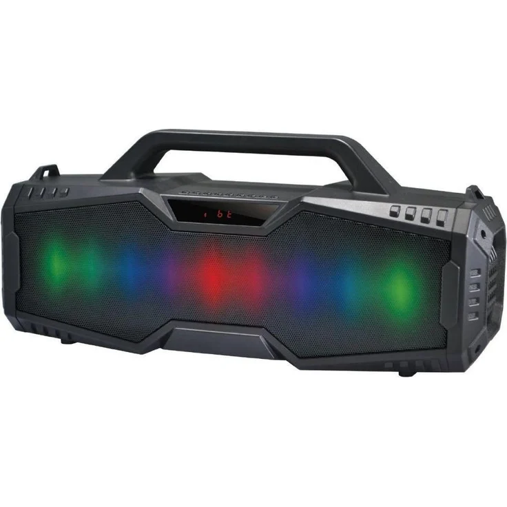 Rebeltec SoundBox 420, Bluetooth Lautsprecher mit 30W RMS, 8-12 Std. Akkulaufzeit, Schwarz, RGB-Hintergrundbeleuchtung, FM-Radio, USB- und microSD-Unterstützung