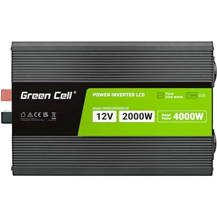 Green Cell DC to AC Power Inverter 2000 Watt, ATX-Netzteil mit 2 Ausgängen, Schwarz, 80 Plus Zertifizierung – Bild 2