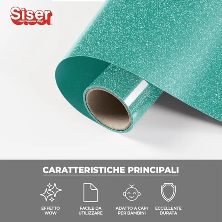 Siser Transferfolie für Cad-Cut ®, 30 cm, glitternde Heißtransfer-Folie in Jade für Textilien – Bild 2