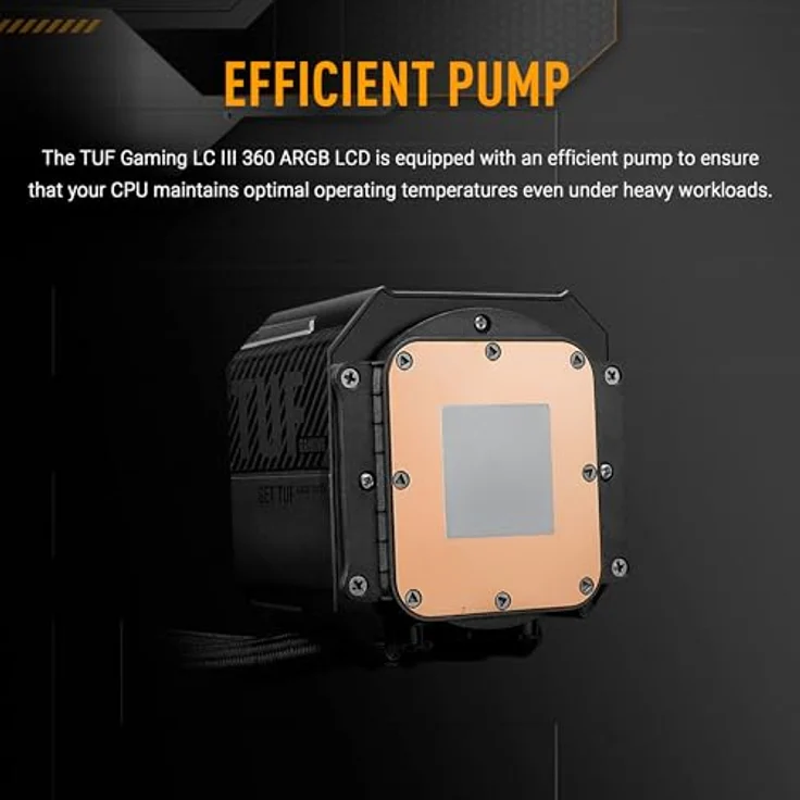 ASUS TUF Gaming LC III 360 ARGB LCD, All-in-One-Flüssigkeitskühler mit 2,8 Zoll IPS-Display, drei vorinstallierten ARGB-Lüftern, 400-mm-Röhren, Schwarz – Bild 3