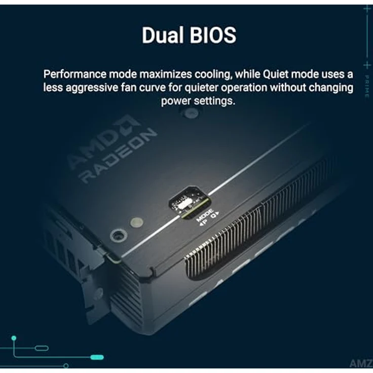 ASUS Prime Radeon RX 9060 XT OC Edition, 16GB GDDR6 Gaming Grafikkarte mit RDNA 4 Architektur, PCIe 5.0, 0dB-Technologie und Dual-BIOS – Bild 5