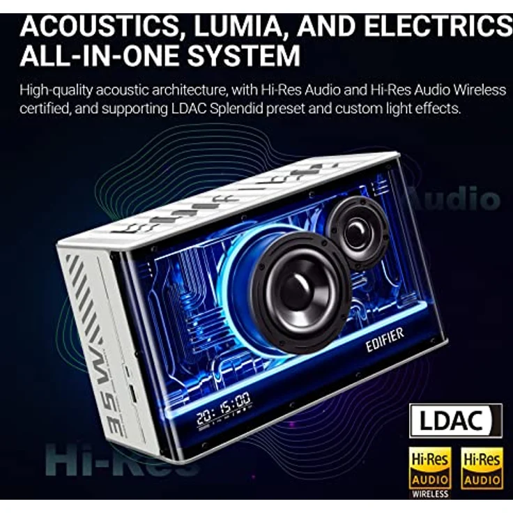 Edifier QD35-WT, Bluetooth Lautsprecher mit Hi-Res-Audio und LDAC-Unterstützung, Weiss – Bild 3