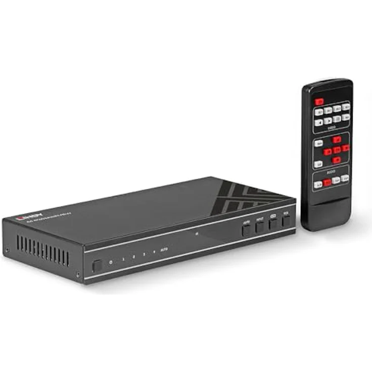 LINDY 38228 Unterbrechungsfreier 4K60 4x1 Multiview-Switch, RS232 Steuerung, 3 Jahre Herstellergarantie – Bild 1