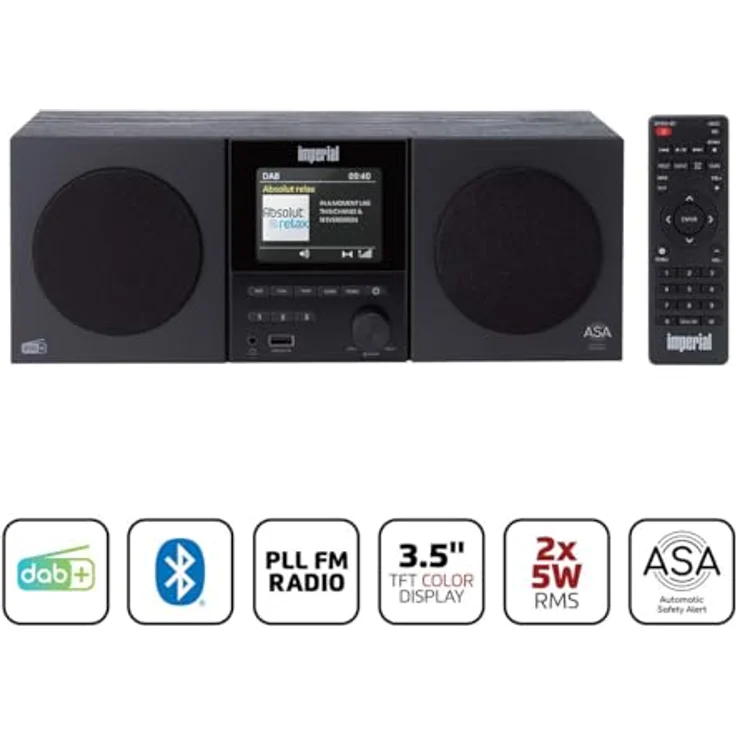 Imperial DABMAN-220BK DAB+/FM Stereo Radio, Bluetooth 5.3, 60 Speicherplätze, mit Fernbedienung, Holzgehäuse, schwarz – Bild 2