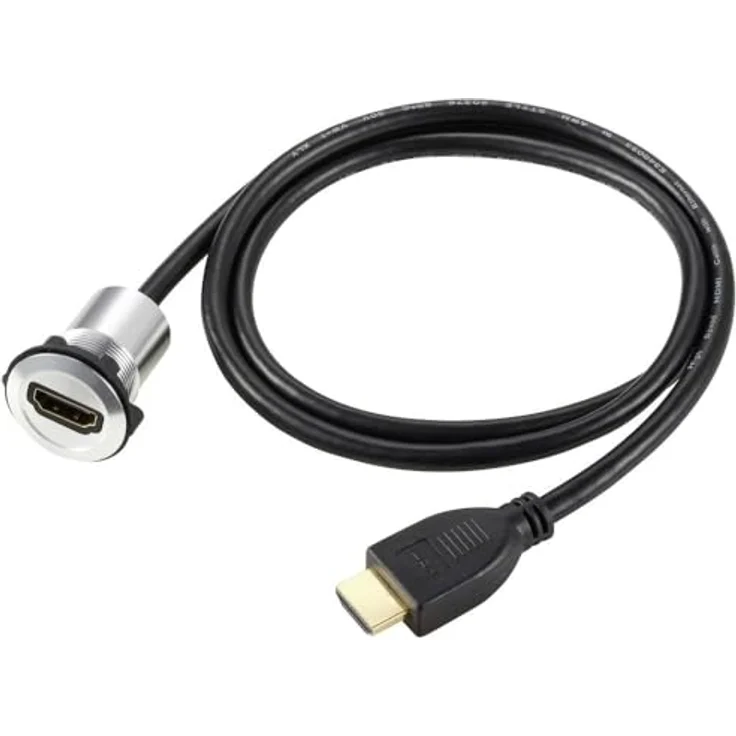 TRU COMPONENTS TC-11980456 HDMI Panel-Adapter Buchse HDMI-Buchse - HDMI-Stecker Silber Polzahl: 1 Kabellänge: 90 cm Inh – Bild 2