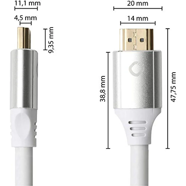 Oehlbach Black Magic MKII - 8K Ultra High-Speed HDMI-Kabel - 8K FUHD 60Hz 4320p / 4K 120Hz 2160p - 48Gbit/s (21:9 Cinema, 3D, Dolby Vision, Dynamic HDR 10+, VRR, eARC, UHD2) Weiß, 2 m – Bild 3