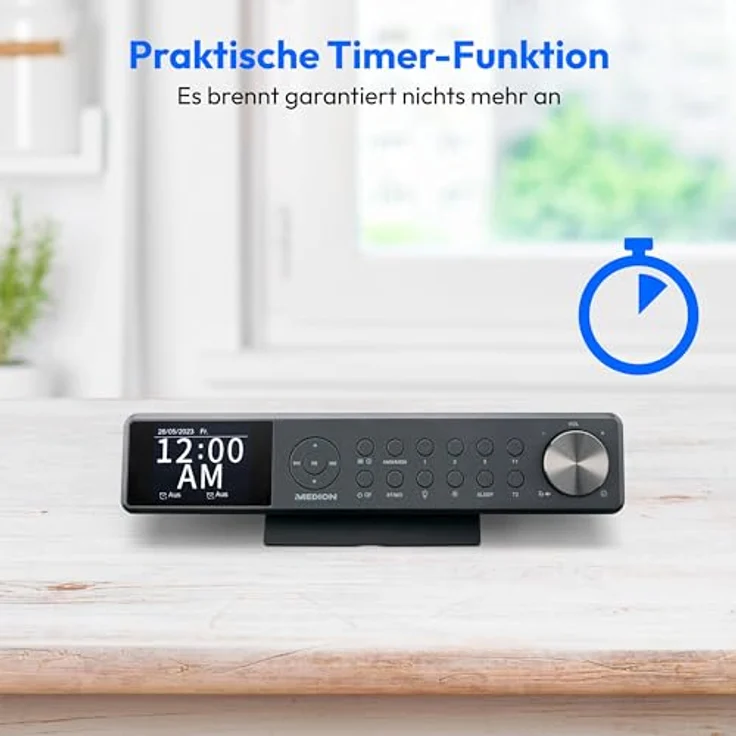 MEDION P66750 Küchen Unterbauradio (DAB+ Küchenradio, PLL UKW Radio, dimmbares TFT Farbdisplay, Koch Timer, Bluetooth, LED Leiste, inkl. Montagematerial) grau – Bild 5