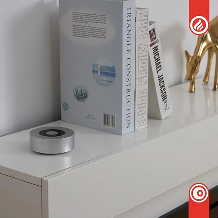 KAMINIO Knister Lautsprecher Moritz - Tragbare Soundbox mit Kaminfeuer-Klängen, Bluetooth, AUX, Mikrofon, Akku - Silber – Bild 2
