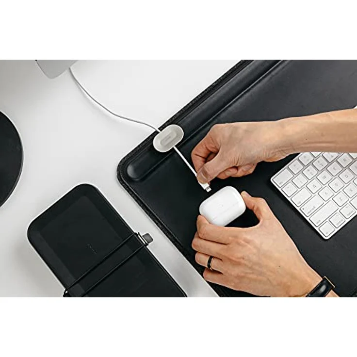 Orbitkey Desk Mat (L), Mausmatte, Schwarz, mit praktischem Dokumentenversteck und magnetischem Kabelhalter – Bild 6