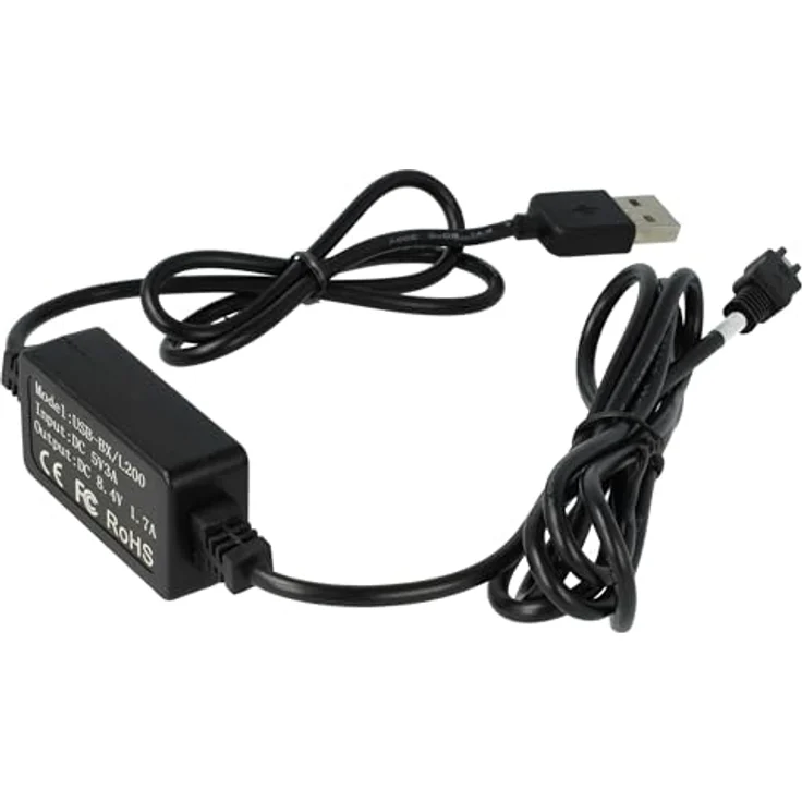 vhbw USB-Ladekabel für Sony DCR SR30, 170 cm lang, schwarz, zum gleichzeitigen Laden und Filmen – Bild 3