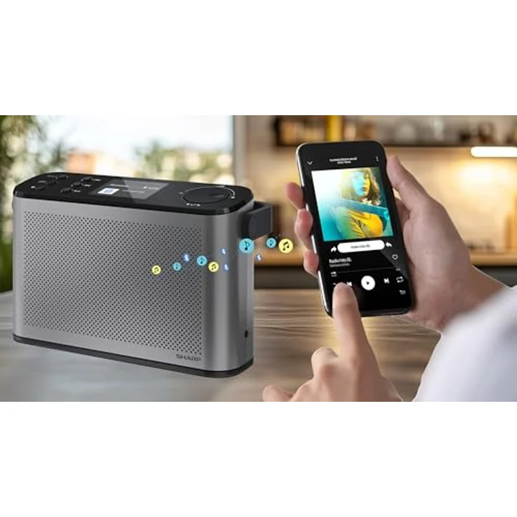 SHARP DR-P540(GY) Osaka tragbares Digital Radio - DAB+/FM, Bluetooth 5.3, 120 Radiospeicherplätze, USB-C-Ladung, 12-Stunden-Akku, grau – Bild 5