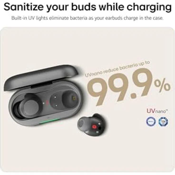 LG xboom Buds Plus, Wireless In-Ear-Kopfhörer mit Active Noise Cancelling, Freisprechfunktion, UV-Reinigung, Schwarz – Bild 6