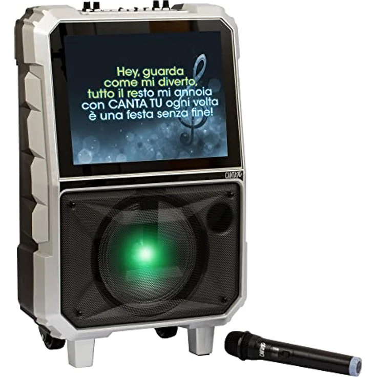 Giochi Preziosi HY-2110, Kabelloses Karaoke-System mit 40 W RMS, 14,1" LED-Display, Schwarz/Grau, MicroSD-Unterstützung und integriertem Disco Licht – Bild 3