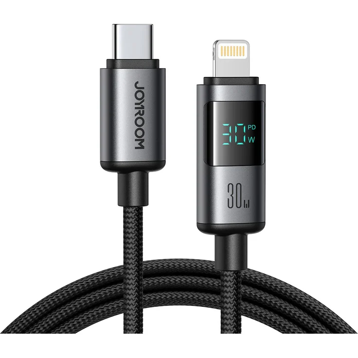 Joyroom S-A16 Pro Prism Series, 30W USB-C - Lightning Kabel mit integrierter LED-Anzeige, 1,2 m, schwarz