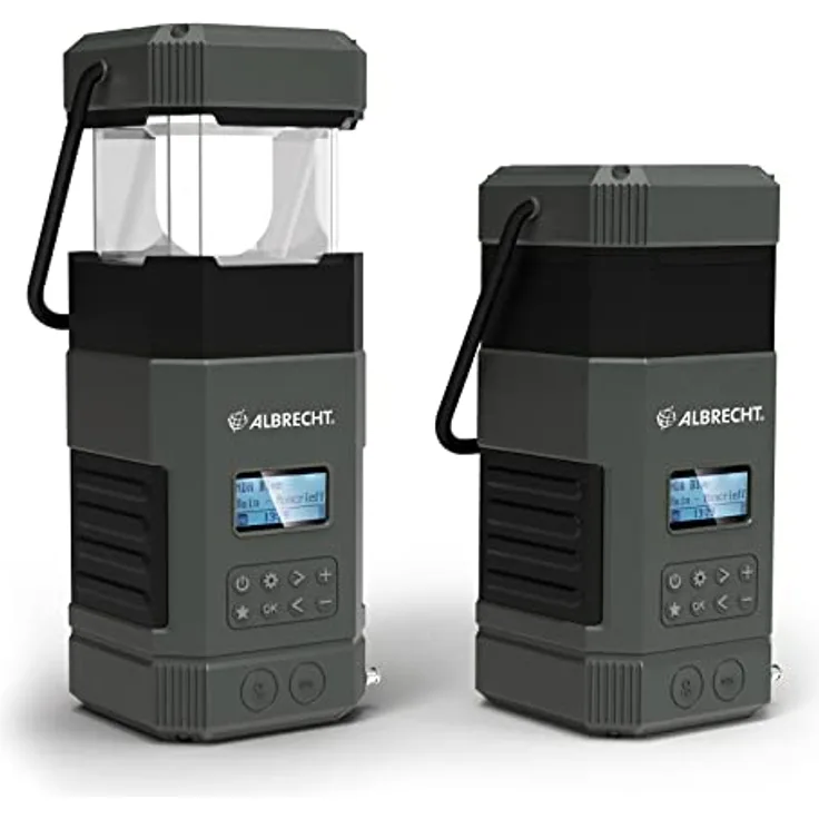 Albrecht DR 114, tragbares DAB+/UKW Outdoor Kurbelradio, 27912, SOS-Notruf, Campinglampe, Taschenlampe, Solarmodul, PowerBank, IPX5 Wasserschutz