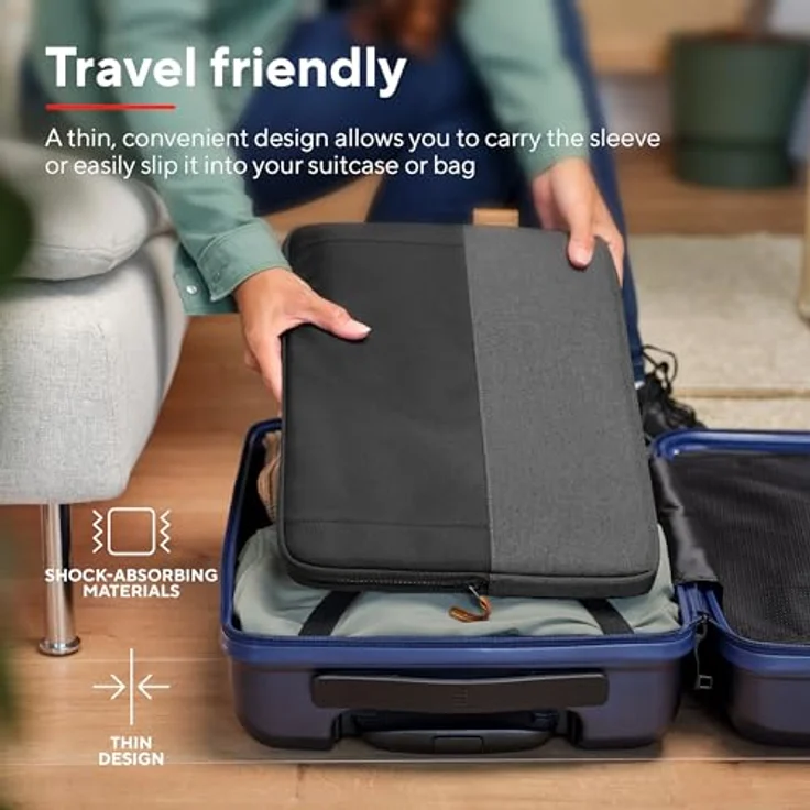 Trust Lisboa Laptophülle 16 Zoll, Laptoptasche aus Recycelten PET-Flaschen, Arbeitstasche Laptop Sleeve, Tasche Herren Damen für MacBook Notebook HP Dell Asus Lenovo Reisen Business - Schwarz – Bild 4