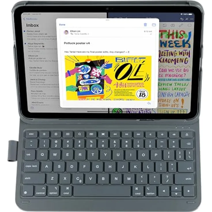 DEQSTER Slim PRO Keyboard 10,9"/11" für iPad 10,9"/11" (10. Gen), iPad Air 10,9"/11" (4./5. Gen), iPad Pro 11" - Bluetooth- QWERTZ - Ultraleichtes Design - Schnelle Tastenhubhöhe - Schwarz - Preisvergleich