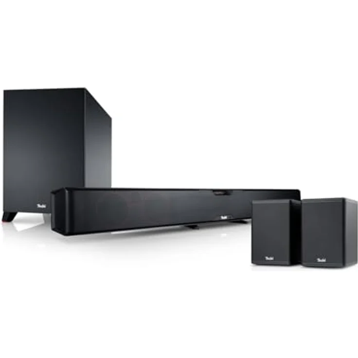 Teufel CINEBAR PRO Surround 4.1 Set - Soundbar mit Kabellosen aktives Rear-Speakers, Kabelloser Subwoofer, WLAN, Dolby Audio, Bluetooth, HDMI ARC CEC, 4K, Google Chromecast Built-in - schwarz - Preisvergleich – Bild 1