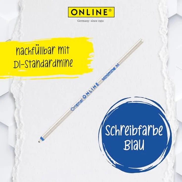ONLINE Kugelschreiber Hexagon Stylus Black, elegantes Design mit Stylus-Spitze und blauer D1-Mine – Bild 4