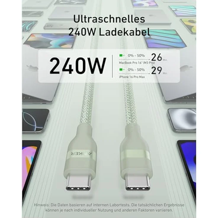 Anker Nano 240W USB C Kabel geflochten, flexibel, 1,8m – Bild 2